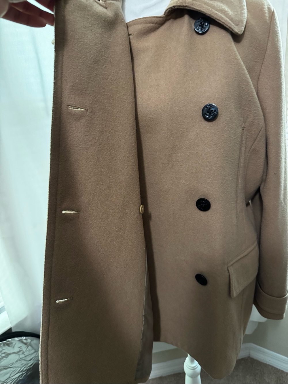 Chaps Camel Double-Breasted Peacoat - Picture 6 of 6